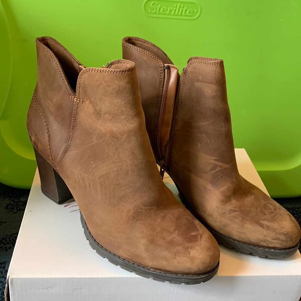 Clarks Leather Heeled Booties